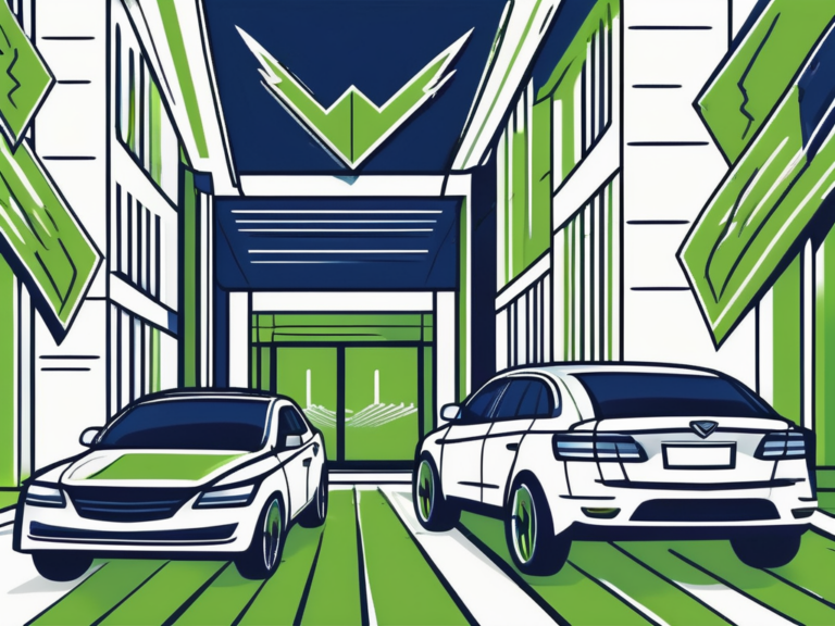 A car dealership with a shield deflecting incoming arrows