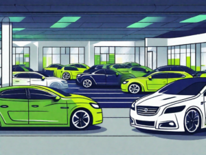 A car dealership with various sales tags and a transformation theme