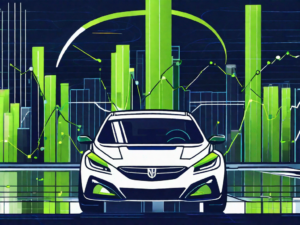 A sleek car shooting up into the sky from a launch pad