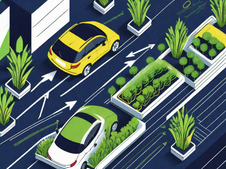 A newly constructed car dealership with various types of cars displayed