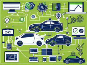 A digital device with symbols of digital marketing tools like social media icons